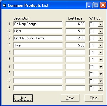 Define Products List
